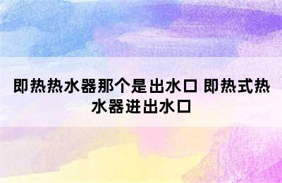 即热热水器那个是出水口 即热式热水器进出水口